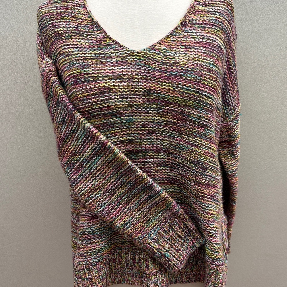 For The Republic Multicolor Rainbow V-Neck Sweater